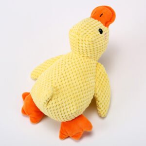 Dog Toy Plush Sleeping Duck Sound-Making Puppy Toy Bite-Resistant Dog Teething Toy Little Yellow Duck Pet Toy